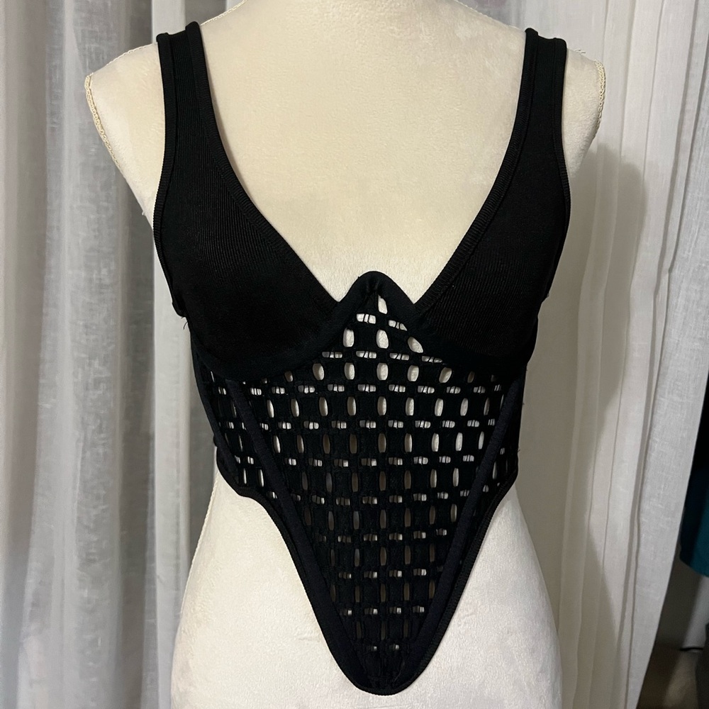 Black Mesh Structured Corset - image 1